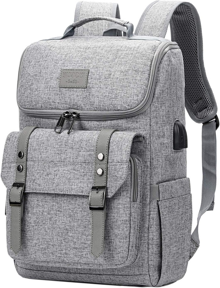 YALUNDISI Vintage Backpack Travel Laptop Backpack with usb Charging Port for Women & Men College Backpack Fits 15.6 Inch Laptop Black