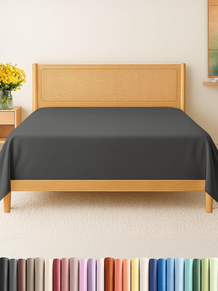 King Size Flat Sheet - Hotel Quality Top Flat Bed Sheet Only - Ultra-Soft, Comfy, Breathable & Cooling - Fade & Wrinkle Free - Easy-Care, Stain & Shrink Resistant Bedding - Easy-Fit & Oeko-Tex - Brown
