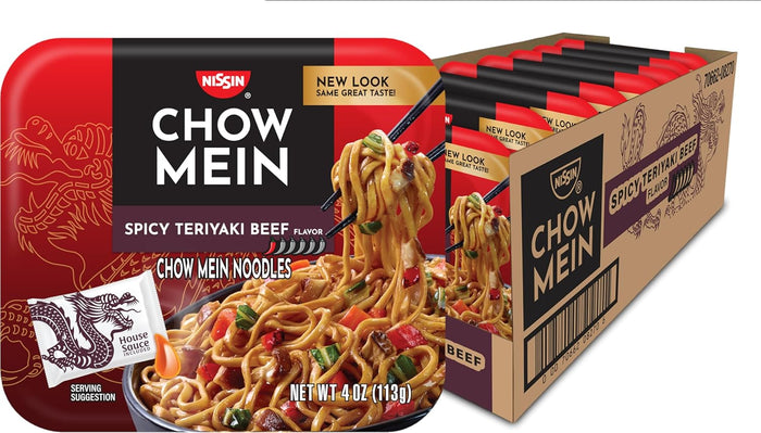 Nissin Chow Mein Noodles, Teriyaki Chicken, 4 Ounce (Pack of 8)