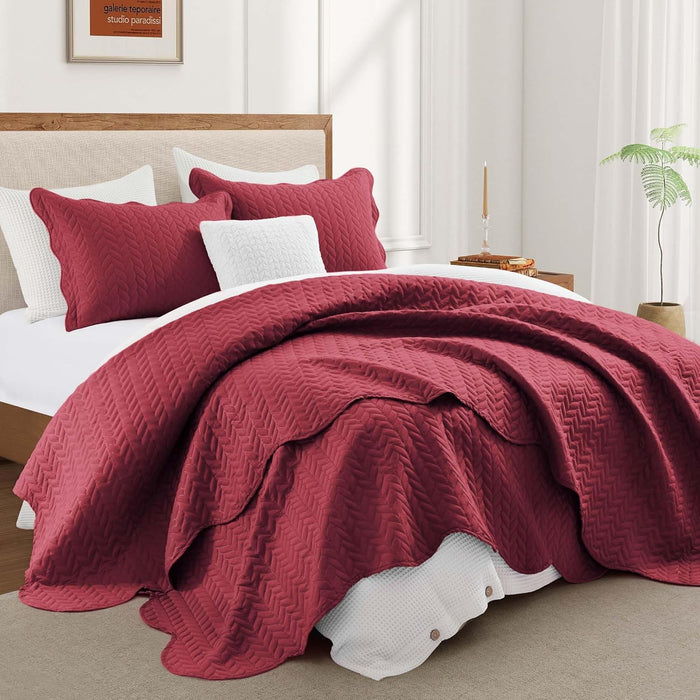 IR Imperial Rooms Queen Quilt Bedding Set Size (90" x 96") + 2 Pillow Shams (20" x 26"+ 2") - 3 Pcs All Season Lightweight Reversible Microfiber Coverlet Embossed Quilt Bedspread (Grey)