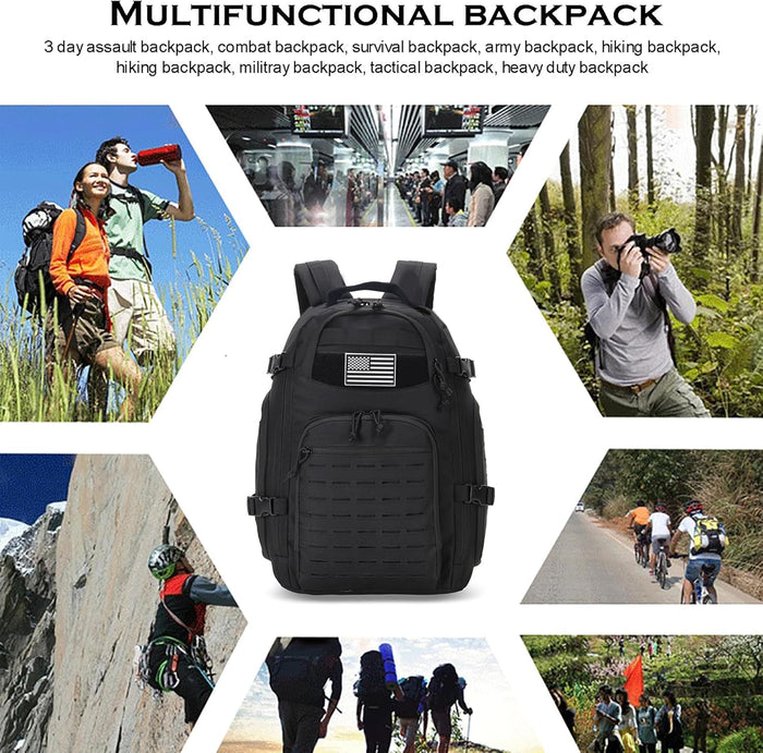 35L Tactical Backpack for Men Heavy Duty Military Backpack 3 Day Assault Pack Molle Backpack Hiking Rucksack (Black1)