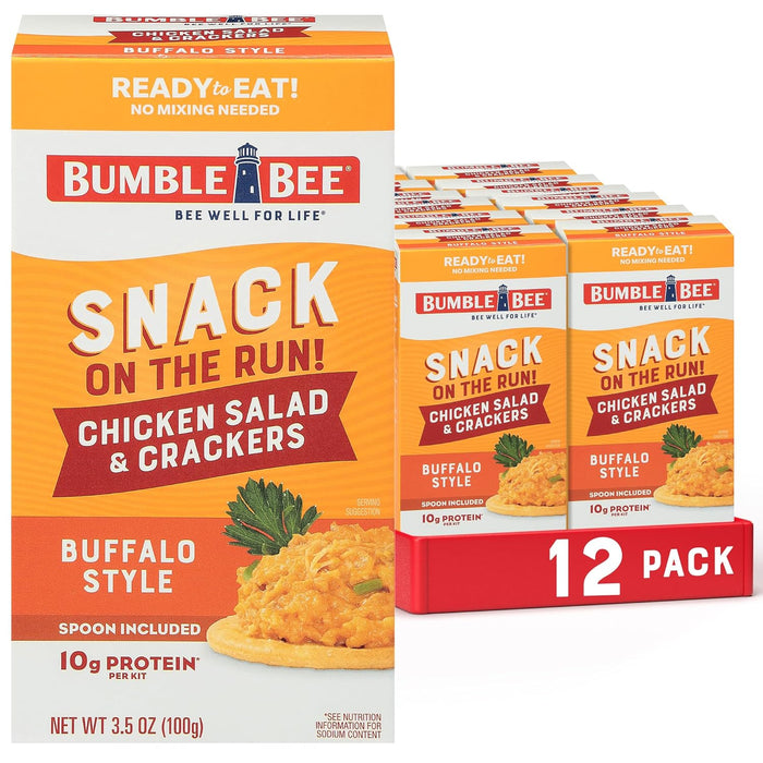 Bumble Bee Snack on the Run Classic Favorites Duo (2 Total Kits) - Original Tuna Salad and Classic Chicken Salad with Crackers - Ready to Eat Protein Snacks