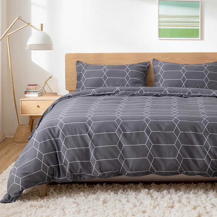 TOCOMOA Tan Gingham Duvet Cover Bedding Set 100% Washed Cotton Like Linen Feel Super Soft Comfy 3 Piece Brown Vintage Plaid Checkered Fall Comforter Cover Set (Queen 90"x90", Comforter Not Included)