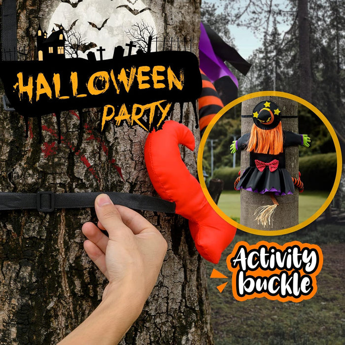 Halloween Decorations Outdoor Crashing Witch: Flying Crashed Witches Hanging into Tree - Halloween Decor for Yard Garden Porch