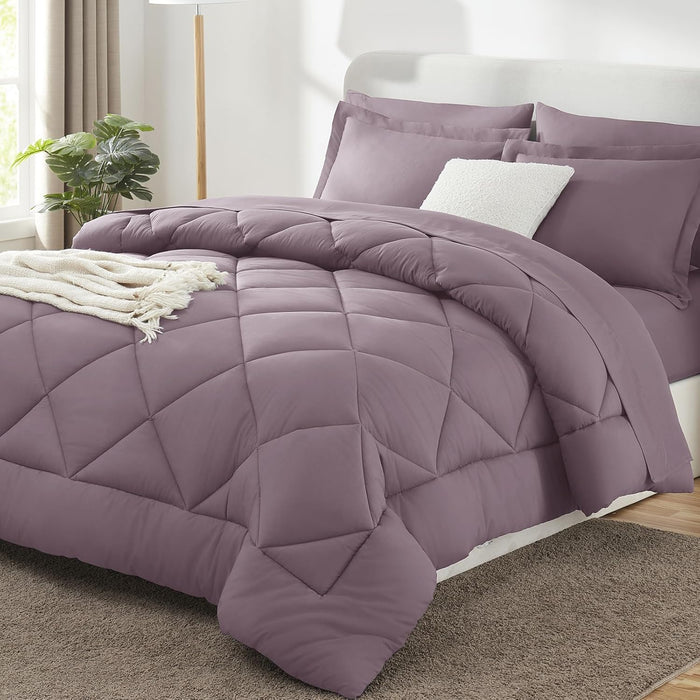CozyLux Full Size Comforter Sets Sage Green - 7 Pieces Bed in a Bag Full, Luxury Soft Bed Set for All Seasons, Bedding Set with Down Alternative Comforter, Sheets, Pillowcases & Shams