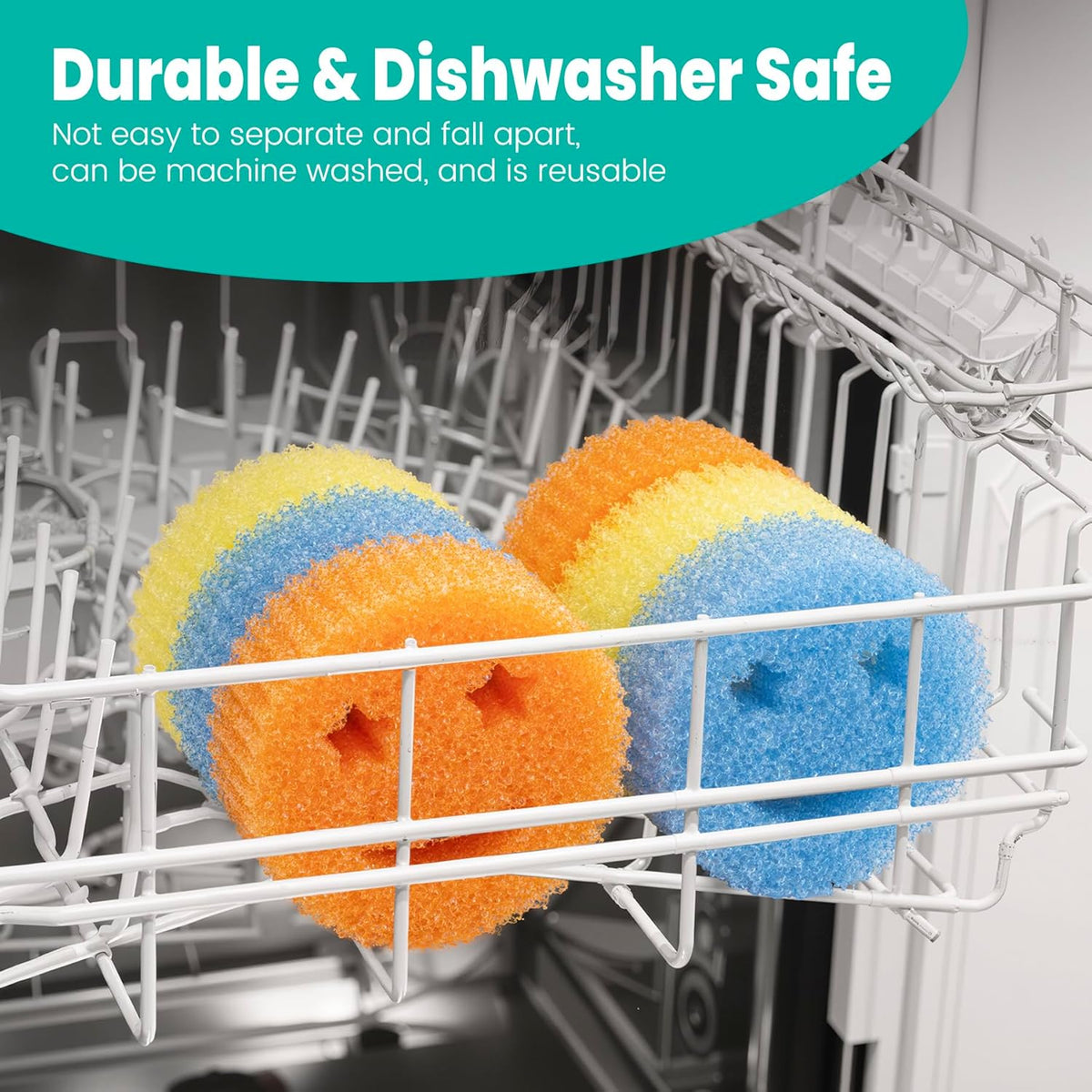 HELIME Scrub Sponges Dish Scrubber, Non Scratch Multi Functional Color Sponge, Dual Sided Temperature Controlled Pads, Safe for Household Cleaning, Mess and Odor Resistant BPA Free Polymer Foam