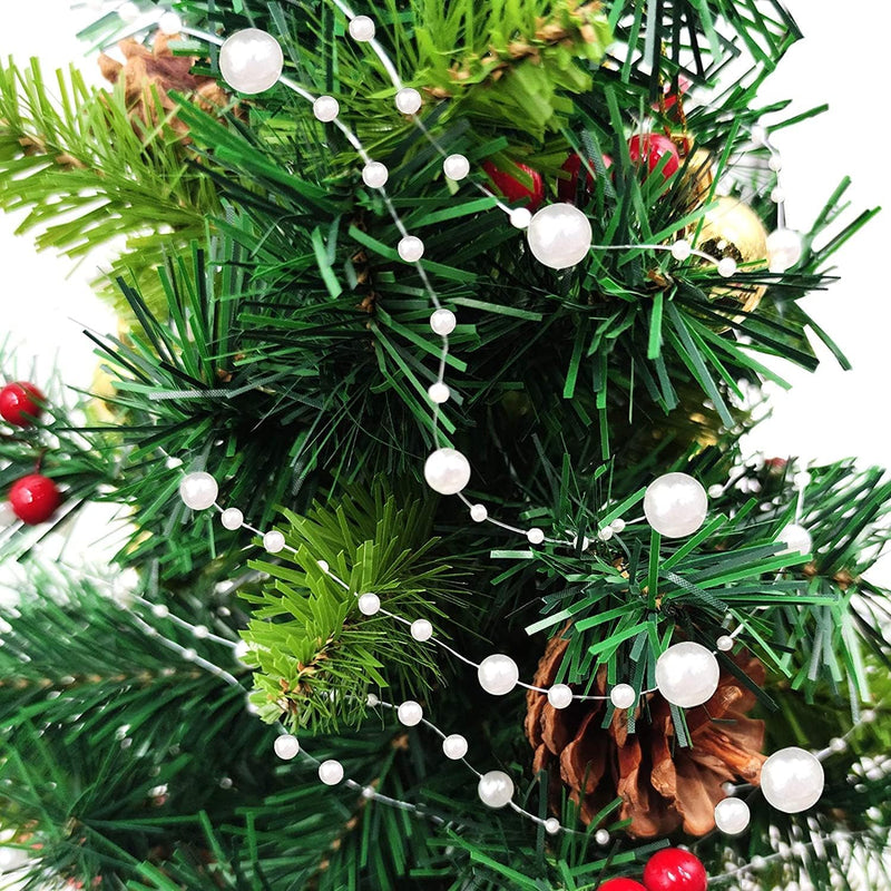66 Ft Christmas Beads Garland Decoration Pearl Strands Chain for Christmas Tree Decoration Indoor Outdoor Home Mantle Fireplace Holiday Decor