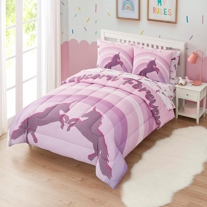 Kids Bedding Set Bed in a Bag for Boys and Girls Toddlers Printed Sheet Set and Comforter, Twin, Fairytale Princess