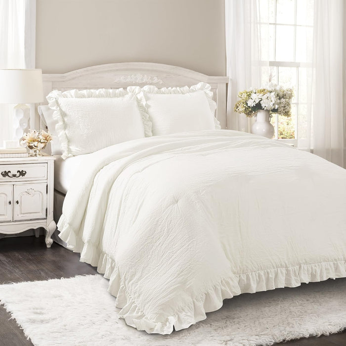 Lush Decor Reyna Ruffle Comforter Set - 3 Piece Cozy Ruffled Bedding Set - Timeless Elegance and Comfort for Bedroom - California King, Wheat