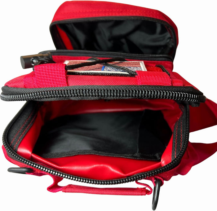 NOVO First Aid Sling Backpack Empty - Red Mini Backpack, Professional Medical Sling Bag & First Tactical Sling
