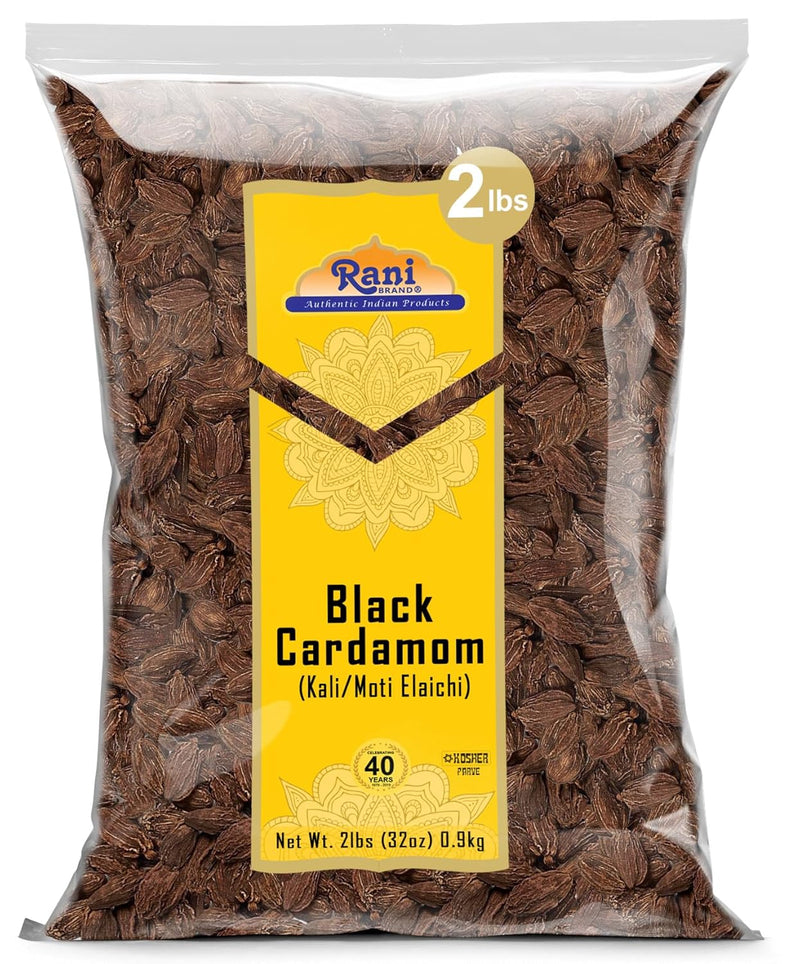 Rani Black Cardamom Pods (Kali Elachi) Whole Indian Spice 14oz (400g) ~ All Natural | Vegan | Gluten Friendly | NON-GMO | Kosher | Indian Origin | Smokey, Tsaoko, Cao Guo, Bach Dan Khau, Badi
