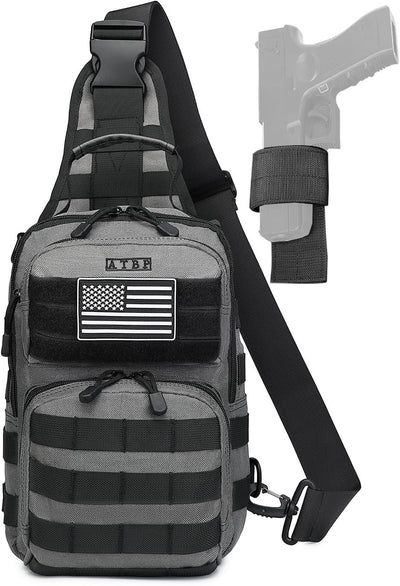ATBP Tactical Sling Backpack With Holster Military Crossbody Bag for Men Single Shoulder Back Pack 10L