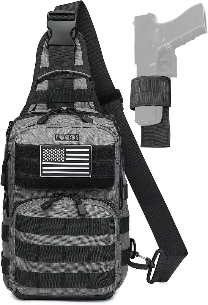 ATBP Tactical Sling Backpack With Holster Military Crossbody Bag for Men Single Shoulder Back Pack 10L