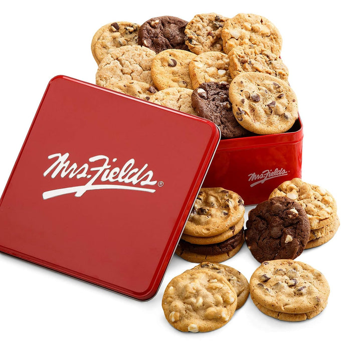 Mrs. Fields Dozen Original Cookie Signature Tin - Assorted with 12 Original Cookies in our 5 Classic Cookie Flavors