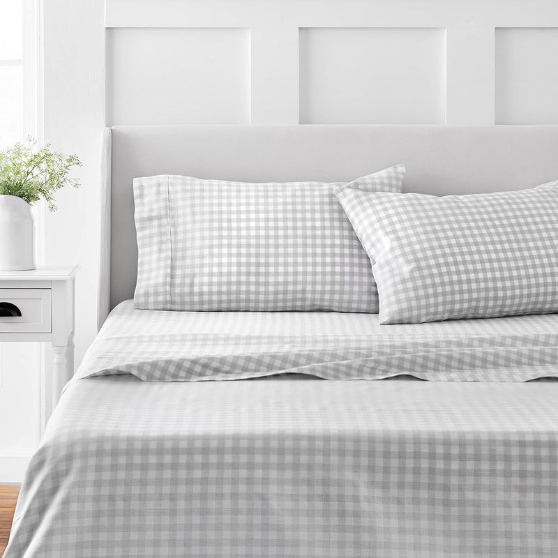 MARTHA STEWART 100% Cotton Queen Sheet Set - 4 Piece, Soft, Smooth, Durable, Easy Care, 16" Deep Pocket Sheets, Bedding Sheets, Sateen Sheet, 1 Flat, 1 Fitted, 2 Pillowcases, White