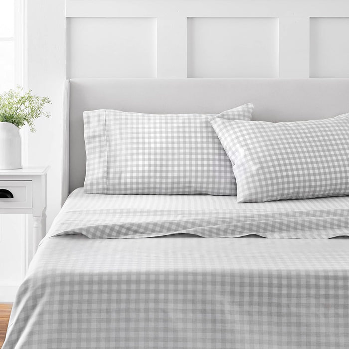MARTHA STEWART 100% Cotton Queen Sheet Set - 4 Piece, Soft, Smooth, Durable, Easy Care, 16" Deep Pocket Sheets, Bedding Sheets, Sateen Sheet, 1 Flat, 1 Fitted, 2 Pillowcases, White