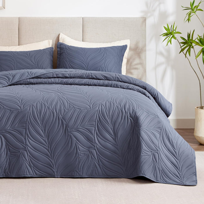 EXQ Home Quilt Set Full Queen Size Black Print 3 Piece,Lightweight Soft Coverlet Modern Style Sun Starry Pattern Bedspread Set(1 Quilt,2 Pillow Shams)