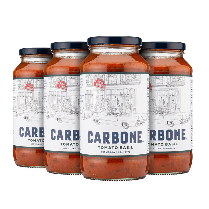Carbone Pasta Sauce VARIETY PACK of Spicy Vodka, Marinara, Four Cheese, Tomato Basil, Tomato Sauce Made with Fresh, Natural Ingredients, Non GMO, Gluten Free, Low Carb, 24 Fl Oz (Pack of 4)