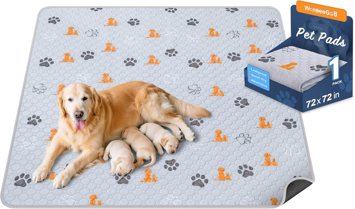 Washable Pee Pads for Dogs, 4 Pack Absorbent Reusable Training Dog Pads Pet Puppy Pads, Non-Slip Potty Pads for Whelping, Playpen, Crate, Bed, Grey 18"x24"