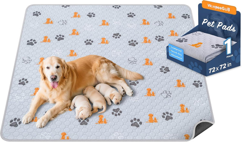 Washable Pee Pads for Dogs, 4 Pack Absorbent Reusable Training Dog Pads Pet Puppy Pads, Non-Slip Potty Pads for Whelping, Playpen, Crate, Bed, Grey 18"x24"