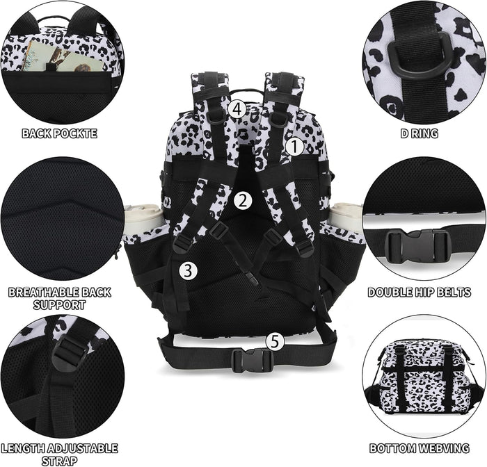 25L Tactical Backpack Small Military Tactical Backpack Molle Bag Heavy Duty Assault Pack for Work Gym Outdoors (Leopard)