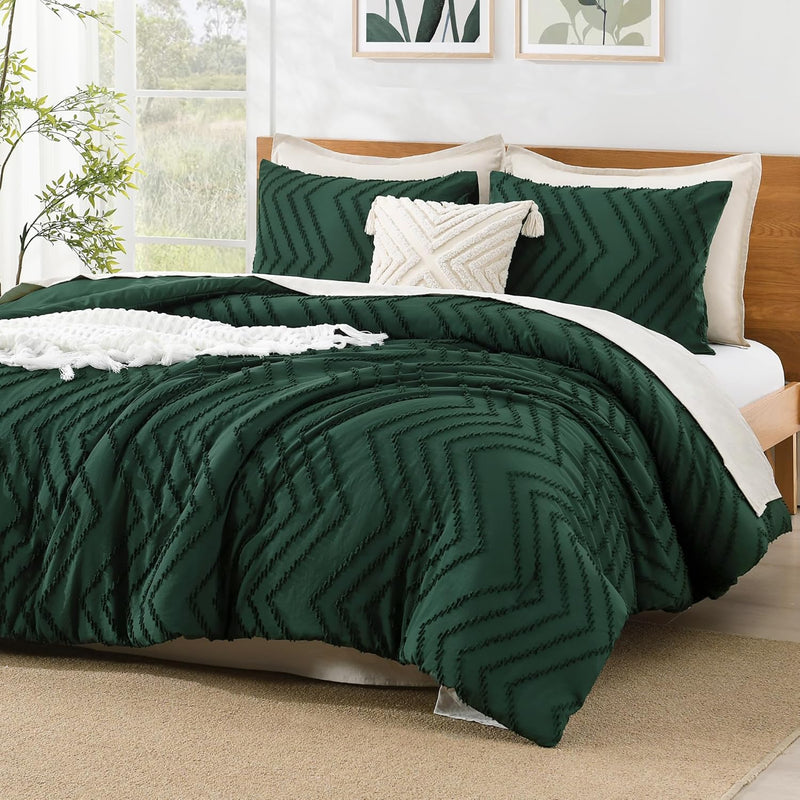 Litanika Queen Comforter Set Beige, 3 Pieces Lightweight Comforters Queen Size Chevron Tufted Bedding Comforter Set, Fluffy Bed Set