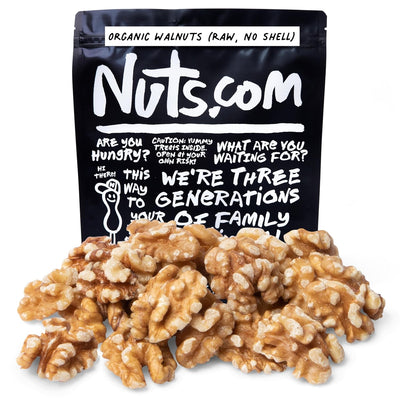 Nuts.com – Organic Walnuts (Raw, No Shell) – Healthy Snack for Adults & Kids, Nutty & Slightly Sweet Flavor, Good Source of Protein & Fiber – Vegan, Raw, Gluten-Free & Kosher Pareve – 2 Pound Bag