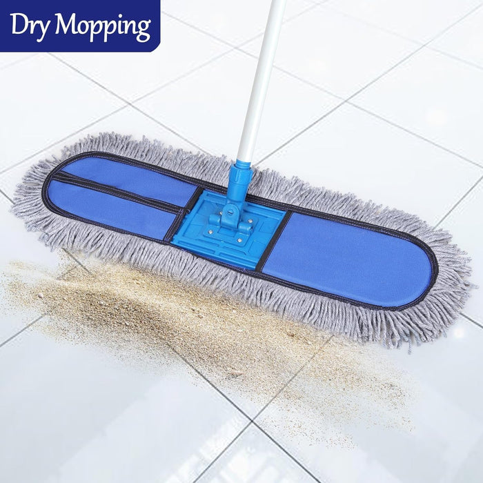 Inuvik Microfiber Wet & Dry Cotton Pad Floor Mop 75x14x6(18-Inch Head) with 4 Feet Telescopic handle Floor Cleaning Mop Home Office Hotels Hospitals(Set of 1)(18 INCH Full Set)