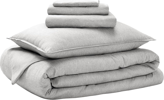 Bare Home Bed-in-A-Bag 5 Piece Comforter & Sheet Set - Twin XL - Goose Down Alternative - Ultra-Soft 1800 Premium Bedding Set (Twin XL, Grey/Grey)