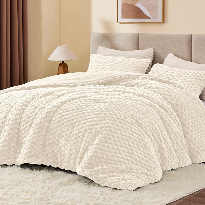 BEDELITE Fluffy King Size Comforter Set - Grey Fleece Soft Comforter for King Size Bed, Luxury Warm Bedding Set for Winter, Fuzzy Bed Set 3 Pieces (1 Comforter, 2 Pillowcases)