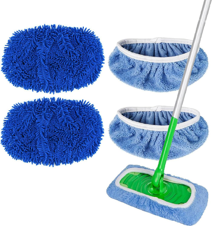 Reusable Microfiber Mop Pads Washable Wet Pads Compatible with Refills for Swiffer Sweeper Wet & Dry Sweeping Cloths Mop Head Replacement for Household Cleaning