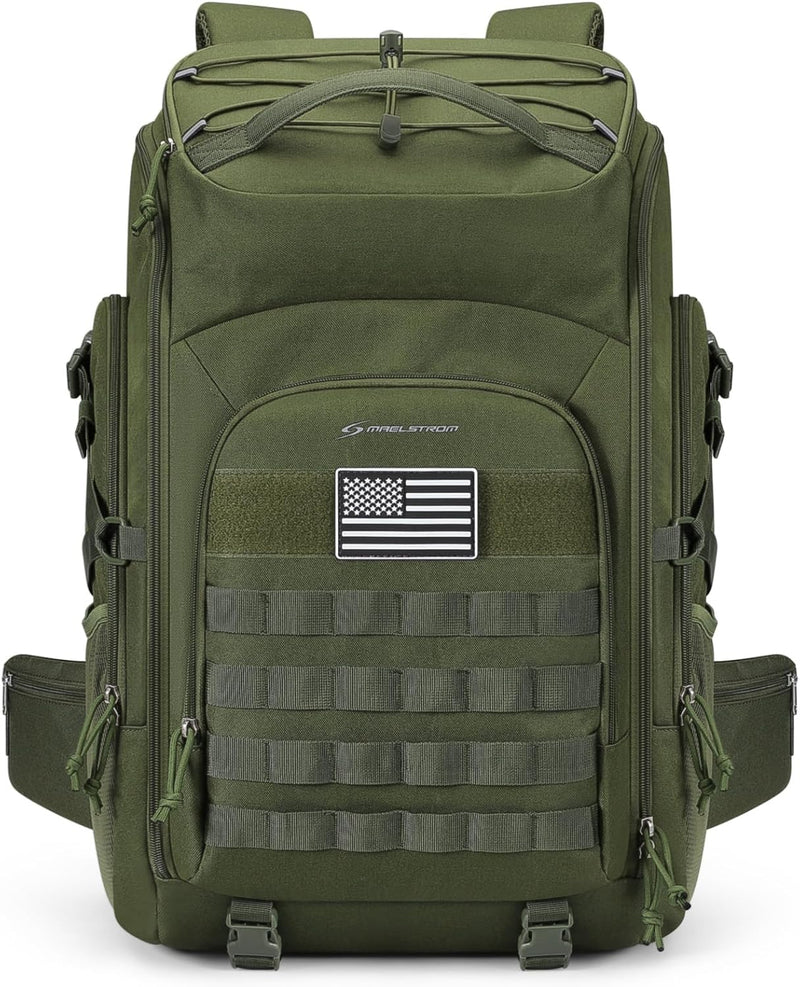 Maelstrom Tactical Backpack for Men, 40L Military Backpack,Water Resistant Assault Pack for Women, 3-Day Bug Out Bag for Hiking, Camping, Gym with Molle System-Khaki