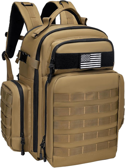 Military Tactical Backpack,Large Army Bag for Men and Women Molle Bag,Heavy Duty Rucksack Range (Green Brown)