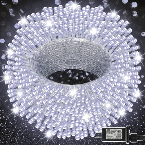 300 LED Halloween String Lights, 98.5FT with 8 Modes, Waterproof, Plug in for Indoor/Outdoor Party Decorations (Purple & Orange)
