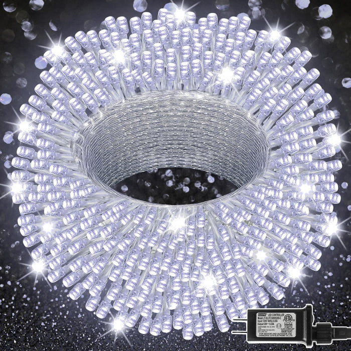 300 LED Halloween String Lights, 98.5FT with 8 Modes, Waterproof, Plug in for Indoor/Outdoor Party Decorations (Purple & Orange)