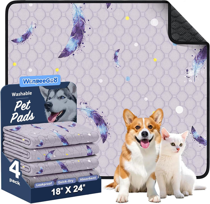 Washable Pee Pads for Dogs, 2Pack Reusable Puppy Pads, Super Absorbent & Leakproof Dog Pads, Anti-Slip Dog Pee Pads for Puppy Training & Incontinence, Feather Pattern 36"x41"