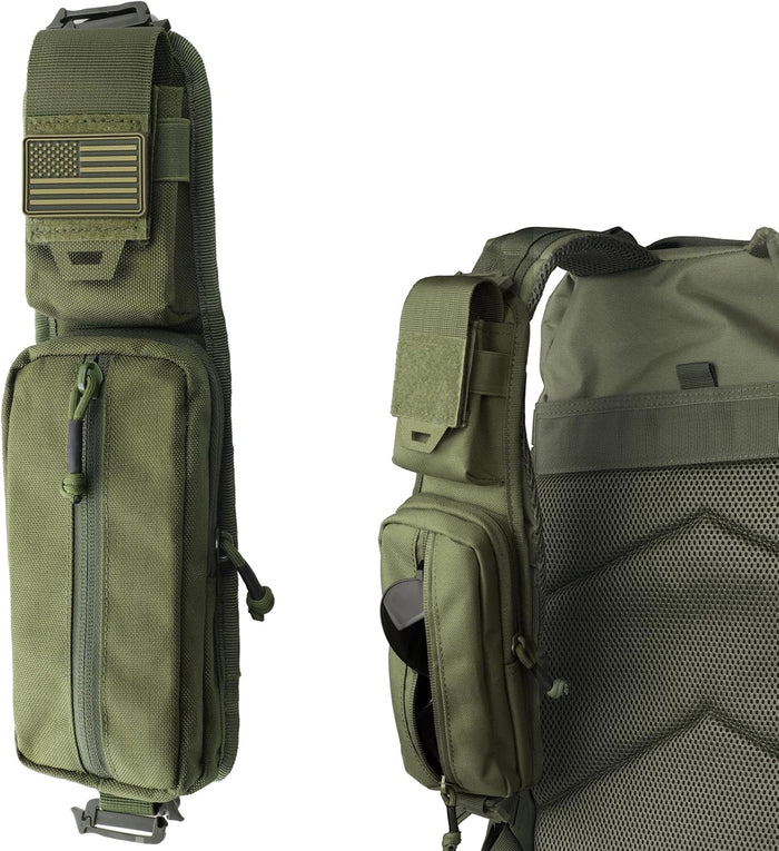 WYNEX Molle Accessories Pouch of Double Zipper Pocket Version, Backpack Strap Pouch Shoulder Strap Molle Attachment Tactical Accessories Bag Shoulder Starps Zipper Pocket Additional Phone Holder