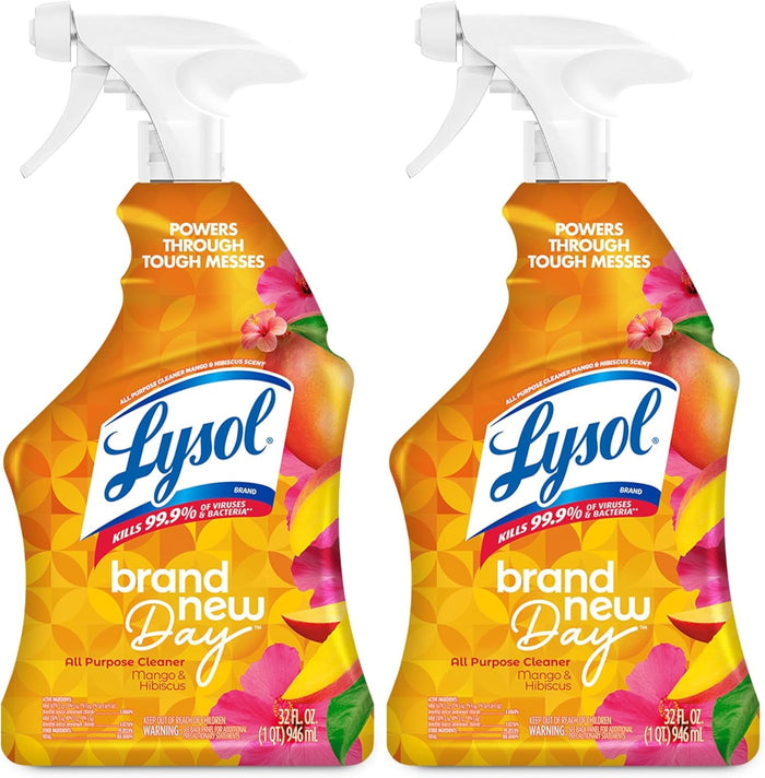 Lysol All Purpose Cleaner Spray, Multi-Purpose Disinfecting Spray, Kitchen & Bathroom Cleaner, Mango & Hibiscus Scent, 32 Fl Oz