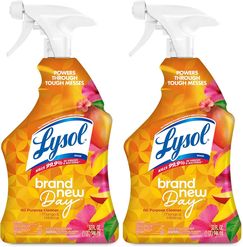 Lysol All Purpose Cleaner Spray, Multi-Purpose Disinfecting Spray, Kitchen & Bathroom Cleaner, Mango & Hibiscus Scent, 32 Fl Oz