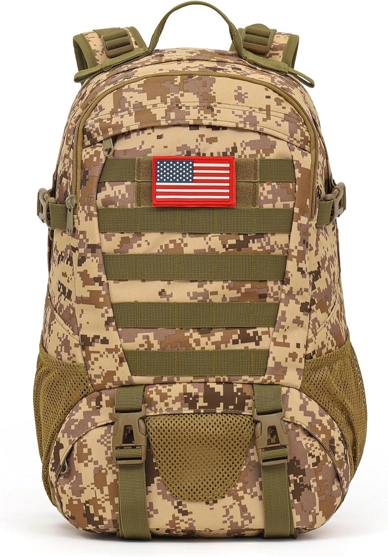 Camo Backpack,Military Tactical Backpack for Men with Flag Patch,30L School Backpack for Outdoor