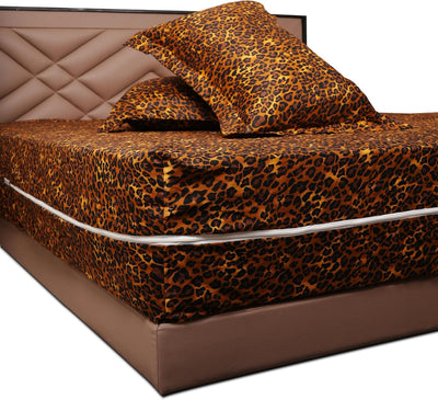 Cotton Zipper Fitted Sheet- Twin Size Luxurious Bedding Cotton Zipper Fitted Sheet 8" Inch Deep Pocket - 600 Thread Count Cotton Zipper Mattress Cover Twin - Leopard Print