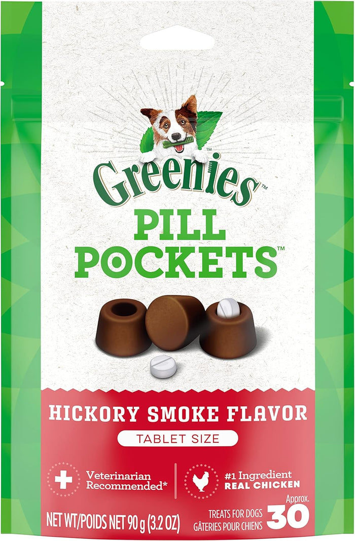Greenies Pill Pockets for Dogs Small Size, Soft Dog Treats, with Real Peanut Butter, 3.2 oz. Pouch (30 Treats)