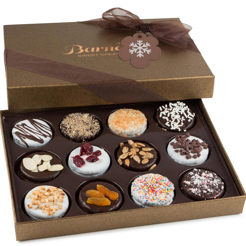 Barnetts Christmas Holiday Thanksgiving 6 Chocolate Cookies Gift Basket, Gourmet Chocolate Covered Candy Gifts for Food Delivery, Spring Candy Treats Baskets Ideas for Dad, Husband, Brother, Son, Grandfather, Father, Grandmother, Daughter, Mother, Grandma