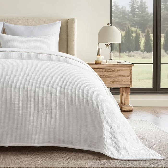 EVERGRACEHOME Cotton Gauze Full Queen Bedspread, Ultra Soft Prewashed Pick Stitch Matelassé Coverlet, Lightweight Oversized Queen Quilt Bedding Set for All Season, w/ 2 Shams, Terracotta Clay