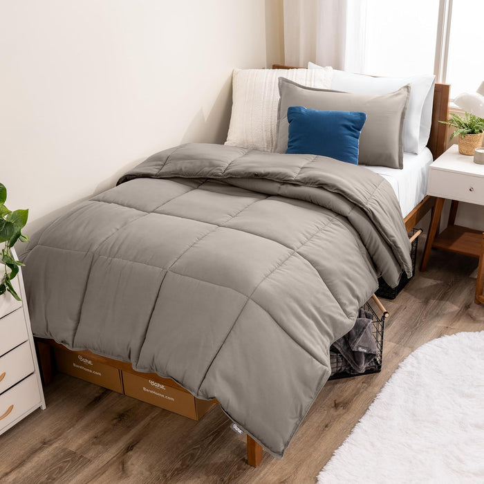 Bare Home Comforter Set - Queen Size - Ultra-Soft - Goose Down Alternative - Premium 1800 Series - All Season Warmth (Queen, Dark Blue)