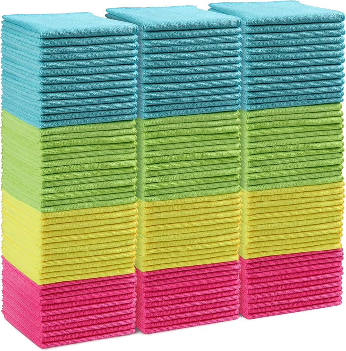 HOMEXCEL Microfiber Cleaning Cloth, 8 Pack Cleaning Rags, Cleaning Towels with 4 Color Assorted, 11.5"X11.5"(Green/Blue/Yellow/Pink)