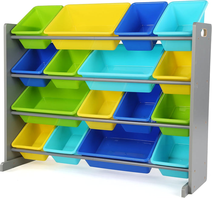 Humble Crew Supersized Toy Storage Organizer with 16 Removable Bins, Grey/White – Large Toy Storage for Toddlers Ideal for Kids' Rooms, Playrooms, and Nurseries - Modern Toy Bins for Kids