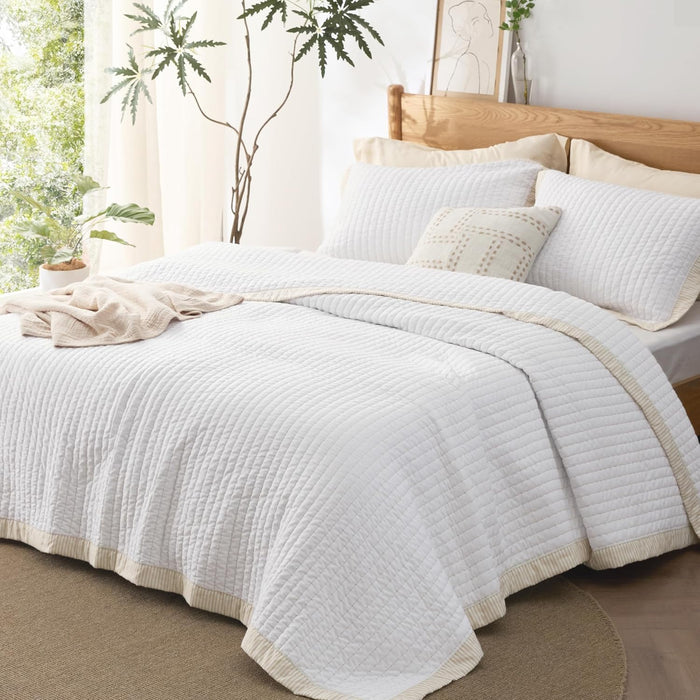 Bedsure Quilts Queen Size - Queen Quilt Bedding Set Bedspread Coverlet Comforter, Lightweight Corduroy Pattern Bedspread, 3-Piece Set with 90"x96" Coverlet & 2 Pillow Shams, All-Season Soft Microfiber