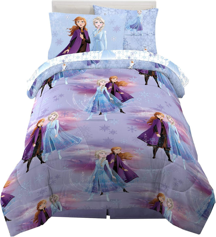 Disney Frozen 2 Kids Bedding Super Soft Comforter and Sheet Set with Sham, 5 Piece Twin Size, "Official" Disney Product By Franco