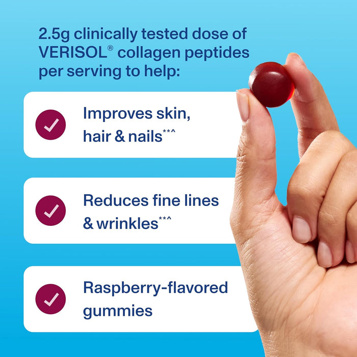 Vital Proteins Collagen Gummies, 2.5g of Clinically-Tested Collagen for Hair, Skin, Nails & Wrinkles, 120 ct Bottle, Pack of 2, Raspberry Flavor